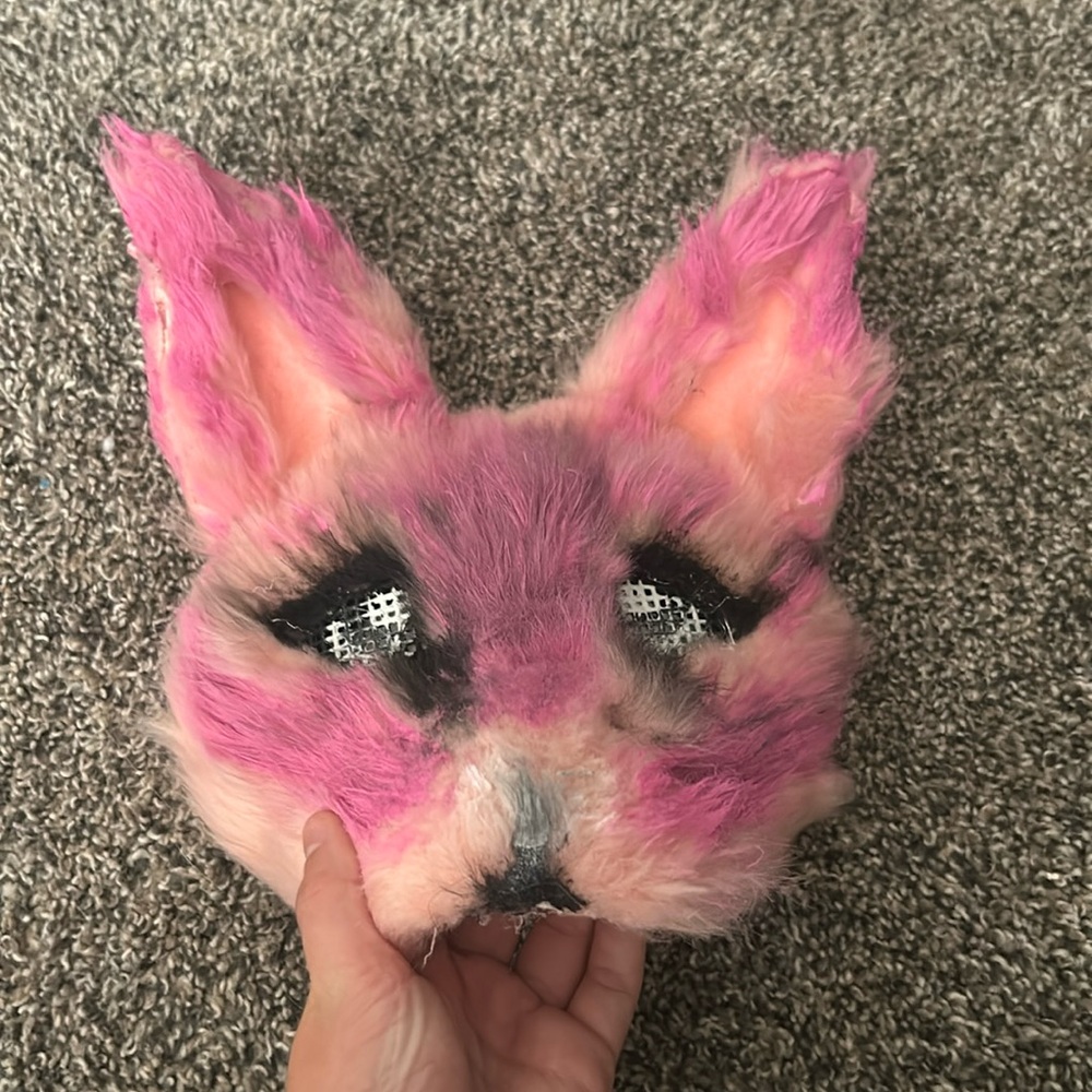 Fully furred pink fox mask!